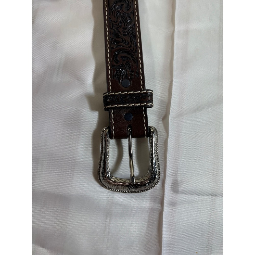 Ranger Belt Company Mens Brown Hand Tooled Leather Western Belt WB2162 Size 32